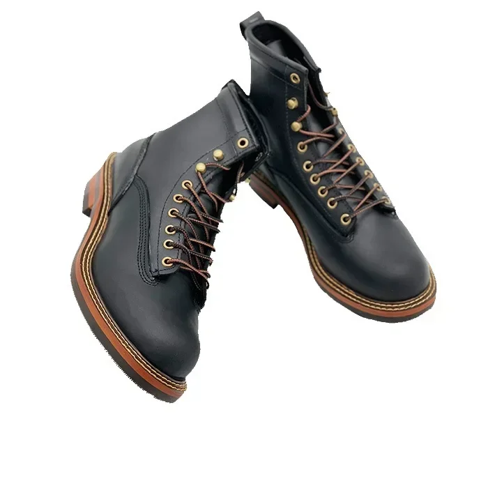 UNITYPUREMAX™ Men’s High-Quality Genuine Leather Desert Combat Boots – Handmade Outdoor Ankle Motorcycle Boots 5