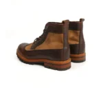 UNITYPUREMAX™ Vintage Mixed-Color Handmade Cowhide Boots – Round-Toe Lace-Up British Tooling & Motorcycle Boots 3