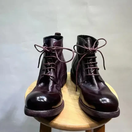 UNITYPUREMAX™ Washed Retro Horse Leather High-Top Boots – Goodyear-Welted Thick-Soled Motorcycle Boots 2