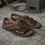 UNITYPUREMAX™ Handmade Vintage Woven Roman Sandals – Men’s Cowhide Leather Buckle-Strap Gladiator Flats 4