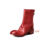 UNITYPUREMAX™ Women’s Italian-Washed Genuine Leather Pleated Mid-Calf Boots – Handmade Back-Zip Chelsea Style 6
