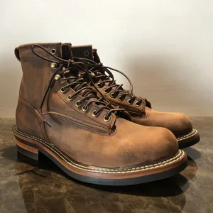 UNITYPUREMAX™ Unisex Handmade Platform Leather Dress Work Boots – Vintage Lace-Up Cowhide Motorcycle & Dress Work Boots 1