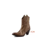 UNITYPUREMAX™ Women’s Washed Genuine Leather Cowboy Boots – Pointed Toe High-Heel Western Back-Zip Ankle Boots 10