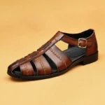 UNITYPUREMAX™ Men’s Handmade Cowhide Weave Gladiator Sandals – Vintage Hollow-Out Leather Work & Casual Shoes 11