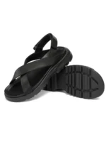 UNITYPUREMAX™ Men’s Genuine Leather Platform Sandals – Thick-Soled Hook & Loop Beach Shoes 5