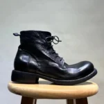 UNITYPUREMAX™ Washed Retro Horse Leather High-Top Boots – Goodyear-Welted Thick-Soled Motorcycle Boots 1