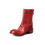 UNITYPUREMAX™ Women’s Italian-Washed Genuine Leather Pleated Mid-Calf Boots – Handmade Back-Zip Chelsea Style 3