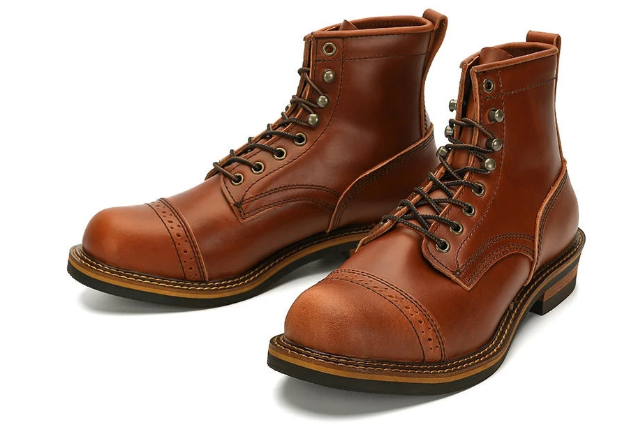 UNITYPUREMAX™ Premium Cowhide Vintage Motorcycle Boots – Winter Riding Short Boots for Men 6