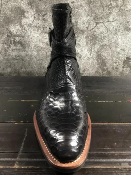 UNITYPUREMAX™ Handmade Snakeskin Leather Pointed-Toe Ankle Boots – Men’s Minimal Zip High-Top Boots 1