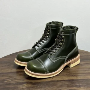 UNITYPUREMAX™ Handmade Cowhide Work Boots – American Vintage High-Top Motorcycle Leather Boots for Men 1