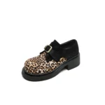 UNITYPUREMAX™ Women’s Genuine Horsehair Leopard Loafers – Platform Slip-On Wedge Casual Shoes with Metal Buckle 5