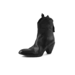 UNITYPUREMAX™ Women’s Washed Genuine Leather Cowboy Boots – Pointed Toe High-Heel Western Back-Zip Ankle Boots 6