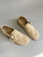 UNITYPUREMAX™ Women’s Retro Cowhide Suede Loafers – British Style Minimalist Buckle Flats for Spring & Autumn 6