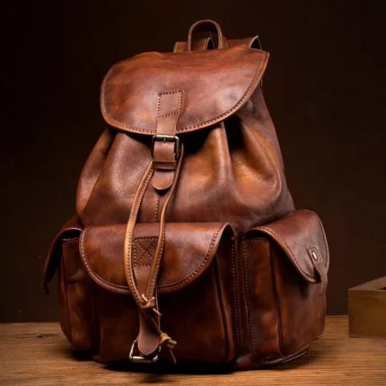 UNITYPUREMAX™ Handmade Vegetable-Tanned Cowhide Backpack – Unisex Vintage Leather Laptop & Travel Bag 2
