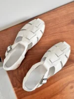 UNITYPUREMAX™ Men’s Handmade Close-Toe Leather Weave Gladiator Sandals – Woven Vintage Buckle Flats for Summer 4