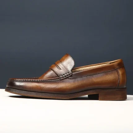 UNITYPUREMAX™ Men’s Genuine Leather British Loafers – Handmade Pointed-Toe Dress Shoes for Weddings & Summer Events 2