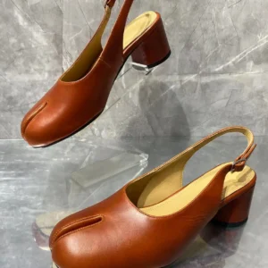 UNITYPUREMAX™ Women’s Dark Brown Suede Split-Toe Slingback Pumps – Tabi Summer Heels with Buckle Strap 1
