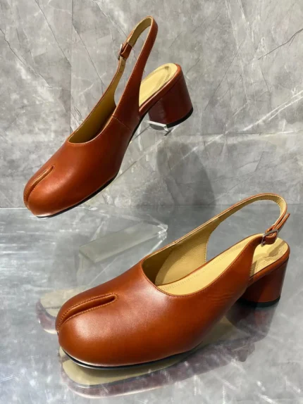 UNITYPUREMAX™ Women’s Dark Brown Suede Split-Toe Slingback Pumps – Tabi Summer Heels with Buckle Strap 1