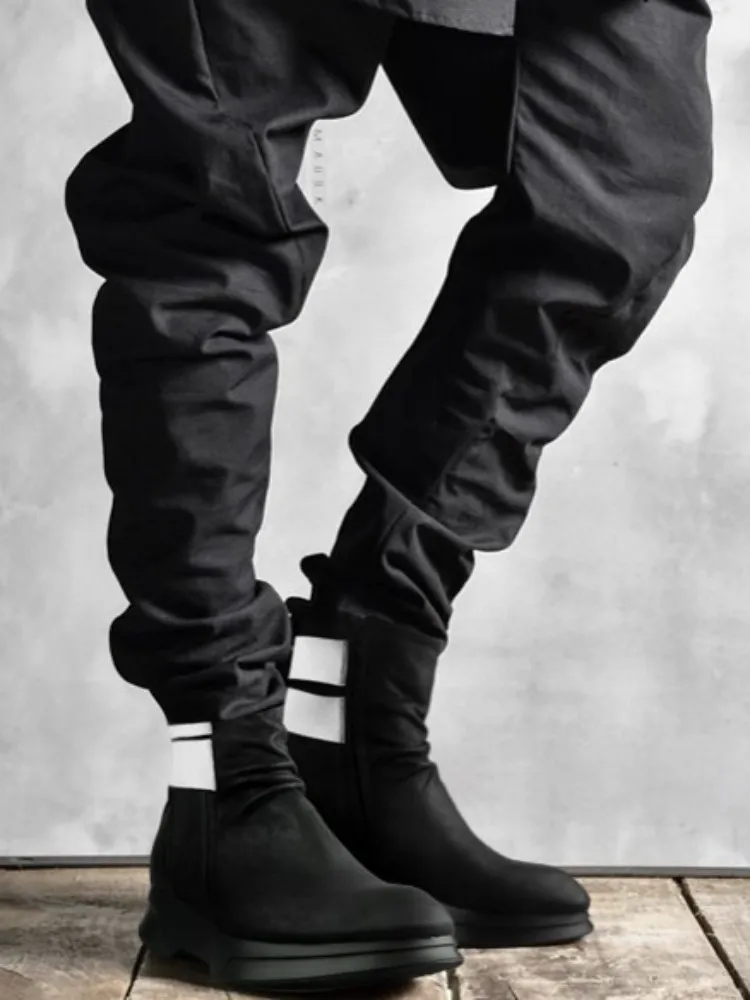 UNITYPUREMAX™ Korean Style Cowhide Height-Increase Platform Ankle Boots – Men’s Mixed-Color Leather Zip High-Top Boots 4