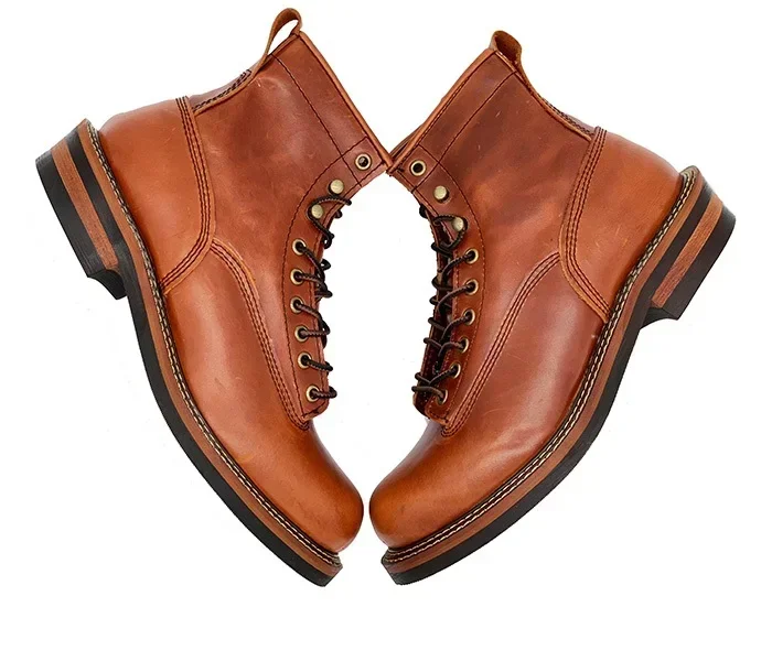 UNITYPUREMAX™ Men’s High-Quality Genuine Leather Desert Combat Boots – Handmade Outdoor Ankle Motorcycle Boots 4