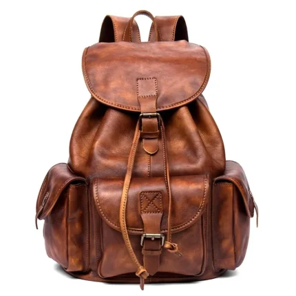 UNITYPUREMAX™ Handmade Vegetable-Tanned Cowhide Backpack – Unisex Vintage Leather Laptop & Travel Bag 1