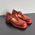 UNITYPUREMAX™ Women’s Handmade Washed Horsehide Mary Janes – Retro Carved Leather Shoes with Chunky Square Heel 4