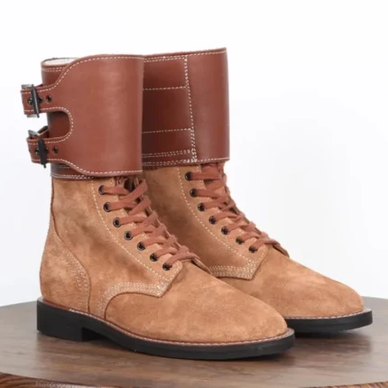 UNITYPUREMAX™ Handmade Retro Leather Hiking Boots – High-Top Wear-Resistant Outdoor Desert Boots for Men 1