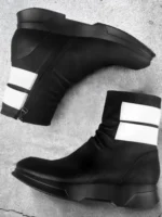 UNITYPUREMAX™ Korean Style Cowhide Height-Increase Platform Ankle Boots – Men’s Mixed-Color Leather Zip High-Top Boots 2