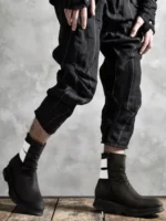 UNITYPUREMAX™ Korean Style Cowhide Height-Increase Platform Ankle Boots – Men’s Mixed-Color Leather Zip High-Top Boots 5
