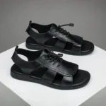UNITYPUREMAX™ Men’s Genuine Leather Roman Sandals – Breathable Hollow-Out Outdoor Flat Summer Shoes 7