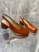 UNITYPUREMAX™ Women’s Dark Brown Suede Split-Toe Slingback Pumps – Tabi Summer Heels with Buckle Strap 6