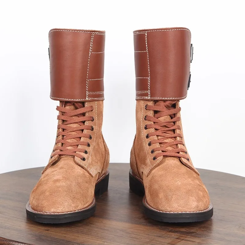 UNITYPUREMAX™ Handmade Retro Leather Hiking Boots – High-Top Wear-Resistant Outdoor Desert Boots for Men 3