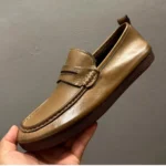 UNITYPUREMAX™ Handmade Horse Leather Loafers – Men’s Khaki Premium Slip-On Casual Shoes 3