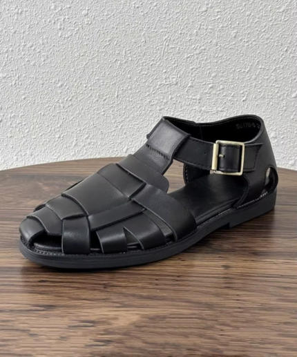 UNITYPUREMAX™ Handmade Cowhide Woven Gladiator Sandals – Men’s Vintage Buckle-Strap Summer Flats