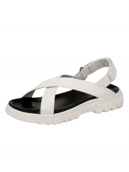 UNITYPUREMAX™ Men’s Genuine Leather Platform Sandals – Thick-Soled Hook & Loop Beach Shoes
