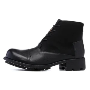 UNITYPUREMAX™ Retro Goodyear-Style Cowhide Motorcycle Boots – Unisex Handmade Canvas-Panel Ankle Boots 1
