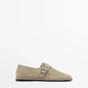 UNITYPUREMAX™ Women’s Retro Cowhide Suede Loafers – British Style Minimalist Buckle Flats for Spring & Autumn 1
