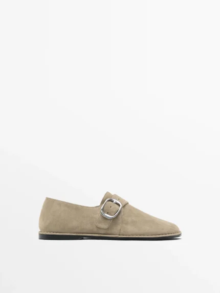 UNITYPUREMAX™ Women’s Retro Cowhide Suede Loafers – British Style Minimalist Buckle Flats for Spring & Autumn 1