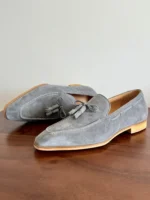UNITYPUREMAX™ Handmade Sheepskin Square-Toe Tassel Yellow Loafers – Retro British Style Men’s Leather Dress Slip-Ons 4
