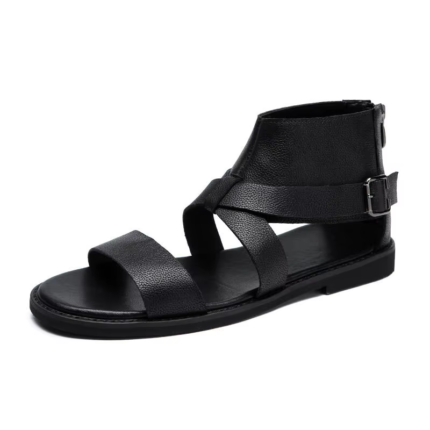 UNITYPUREMAX™ Men’s Genuine Leather High-Top Gladiator Sandals – Zipper Roman Summer Footwear