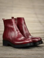 UNITYPUREMAX™ Handmade Men’s Genuine Leather Chelsea Boots — Italian Round-Toe Zip Platform Ankle Work Boots 2