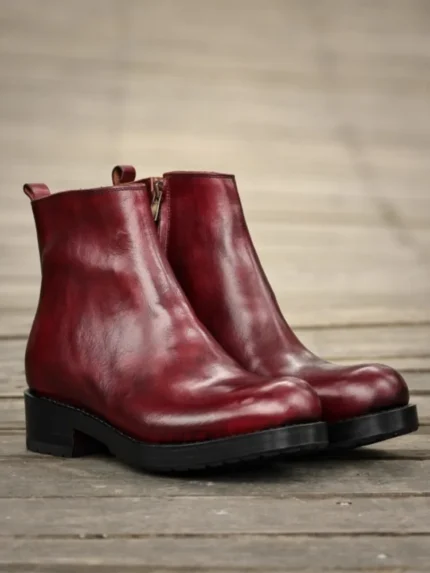 UNITYPUREMAX™ Handmade Men’s Genuine Leather Chelsea Boots — Italian Round-Toe Zip Platform Ankle Work Boots 2