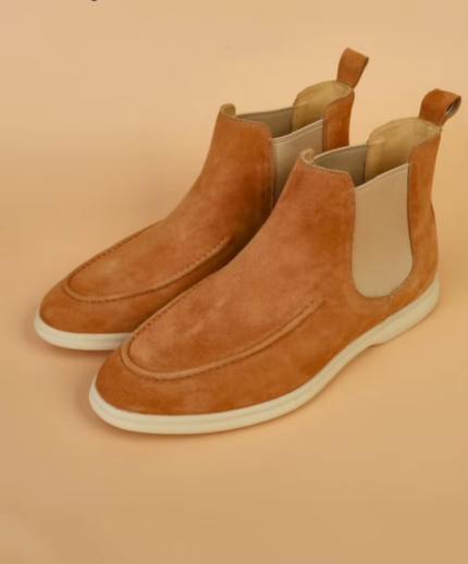 UNITYPUREMAX™ Handmade Leather Suede Chelsea Boots – Men’s Business-Casual Slip-On Designer Mid-Calf Boots