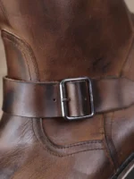UNITYPUREMAX™ Vintage Cowhide Engineer Boots – Handmade Men’s Motorcycle Buckle Zip Work Boots 6