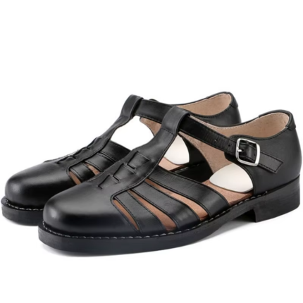 UNITYPUREMAX™ Men’s Genuine Leather Buckle Sandals – Handmade Summer Hollow Round-Toe Formal Leisure Shoes (Size 35–48)