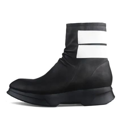 UNITYPUREMAX™ Korean Style Cowhide Height-Increase Platform Ankle Boots – Men’s Mixed-Color Leather Zip High-Top Boots 14