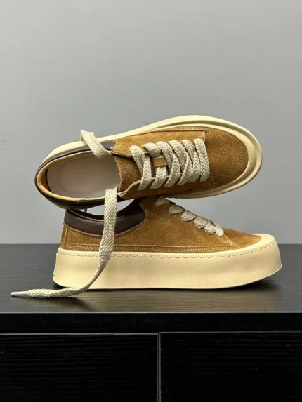 UNITYPUREMAX™ Men’s Cow Suede Leather Platform Sneakers – Retro Lace-Up Breathable Brown Casual Shoes 2