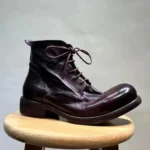UNITYPUREMAX™ Washed Retro Horse Leather High-Top Boots – Goodyear-Welted Thick-Soled Motorcycle Boots 6