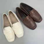 UNITYPUREMAX™ Women’s Cowhide Leather Vintage Loafers – Square-Toe Slip-On Flats with Pleated Detail 6