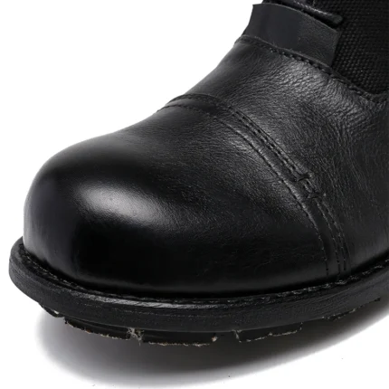 UNITYPUREMAX™ Retro Goodyear-Style Cowhide Motorcycle Boots – Unisex Handmade Canvas-Panel Ankle Boots 2